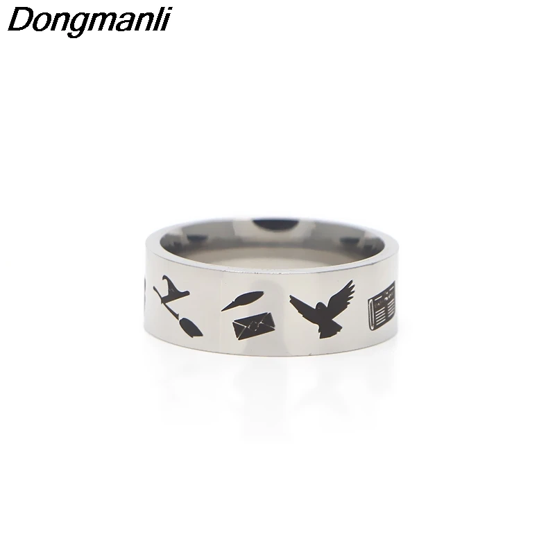 

P3319 Dongmanli Hedwig messenger Ring Stainless Steel Rings for Women Men Party Engagement Fashion Black Silver Rings Jewelry