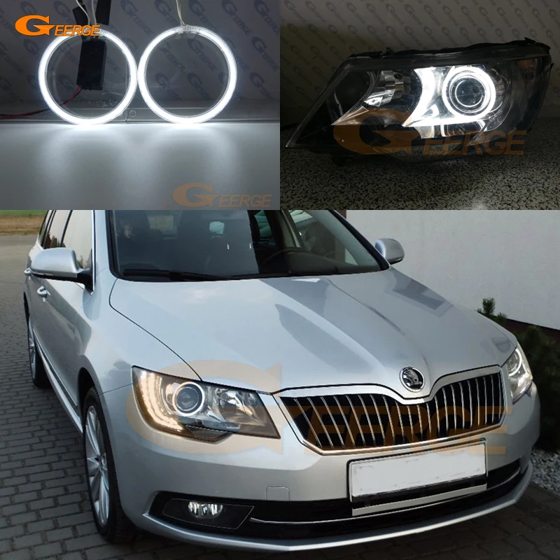 

For SKODA SUPERB 2 II FACELIFT 2013 2014 2015 headlight Excellent Angel Eyes Ultra bright CCFL Angel Eyes Halo Ring kit