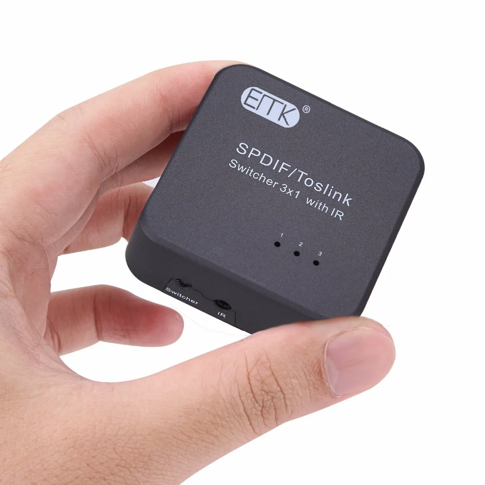 EMK SPDIF TOSLINK Digital Optical Audio Cable Switch 3x1 with IR Remote Controller Support 5.1