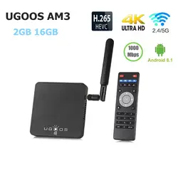 UGOOS AM3 Android7.1 Smart ТВ Box Amlogic S912 2 Гб Оперативная память 16 Гб Встроенная память 2,4 г/5G Wi-Fi 1000 Мбит BT4.0 Поддержка 4 K H.265 Декодер каналов кабельного