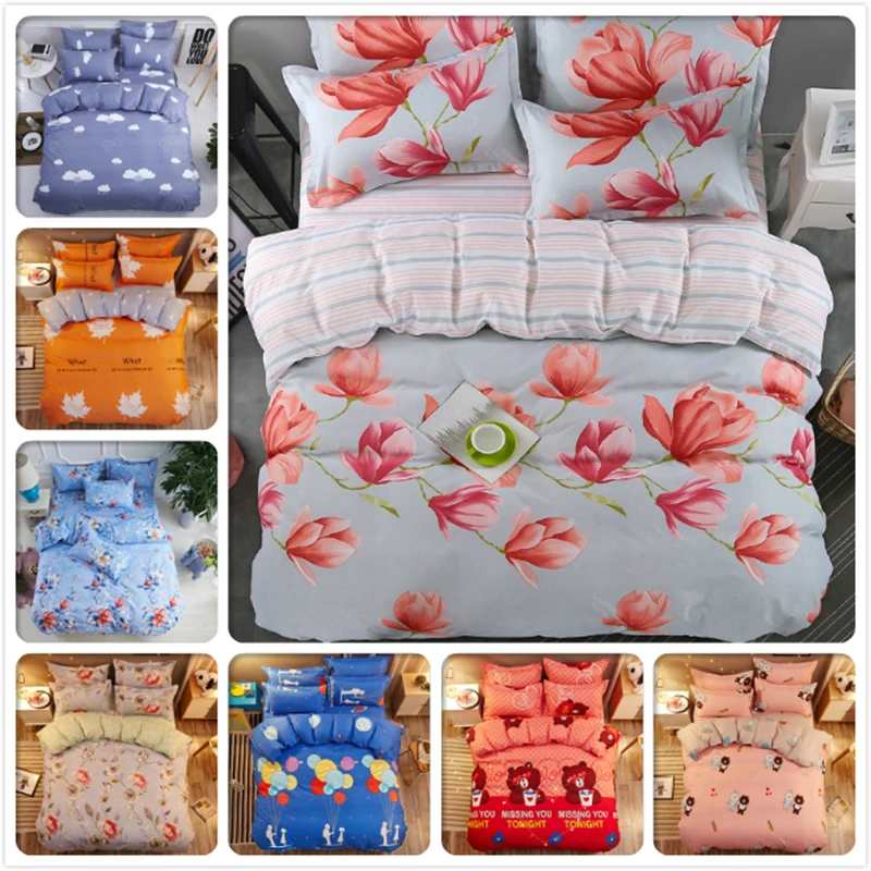 

Flower Stripe AB Side Duvet Cover Soft Cotton Bedding Set 3/4 pcs Kids Child Bed Linen Single Twin Queen King Size Double 2/2.2m