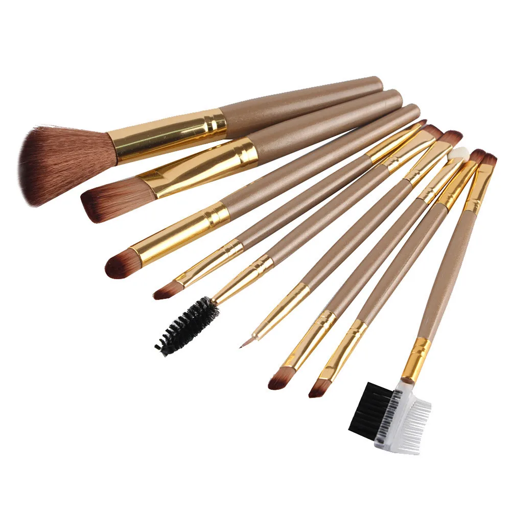 Hot Best Deal Beauty Girl 9Pcs Colorful Cosmetic Eyebrow Eyeshadow Brush Makeup Brush 