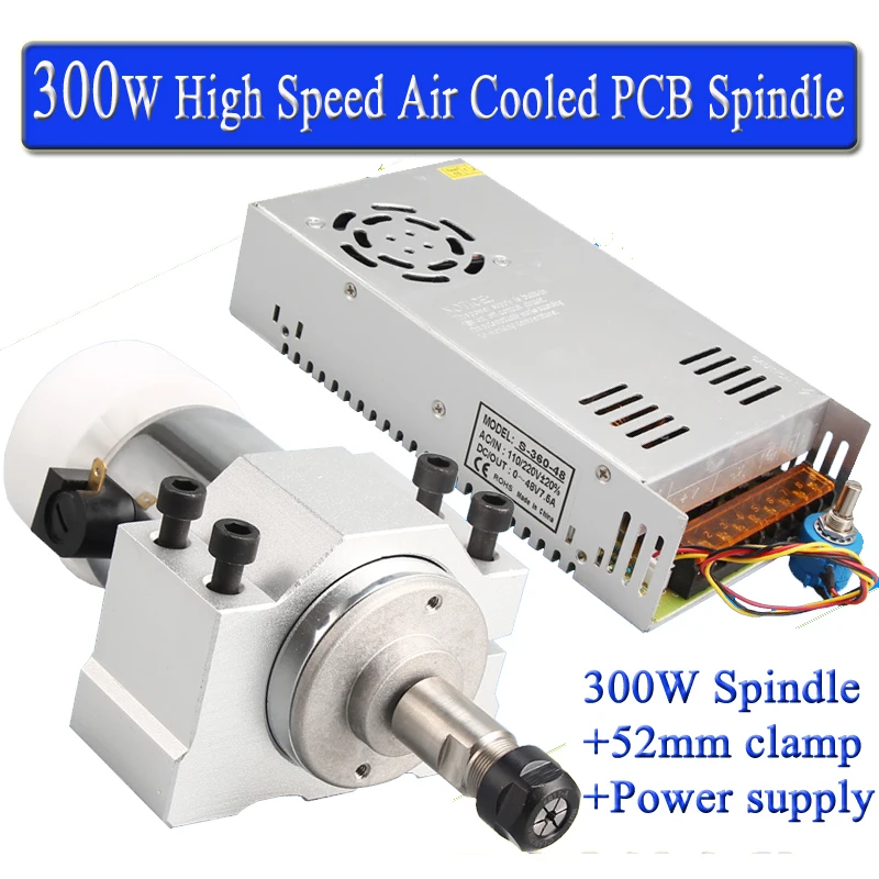 

Free Shipping 0.3kw Air cooled spindle ER11 chuck CNC 300W Spindle Motor +Power Supply speed governor+Clamp For DIY CNC