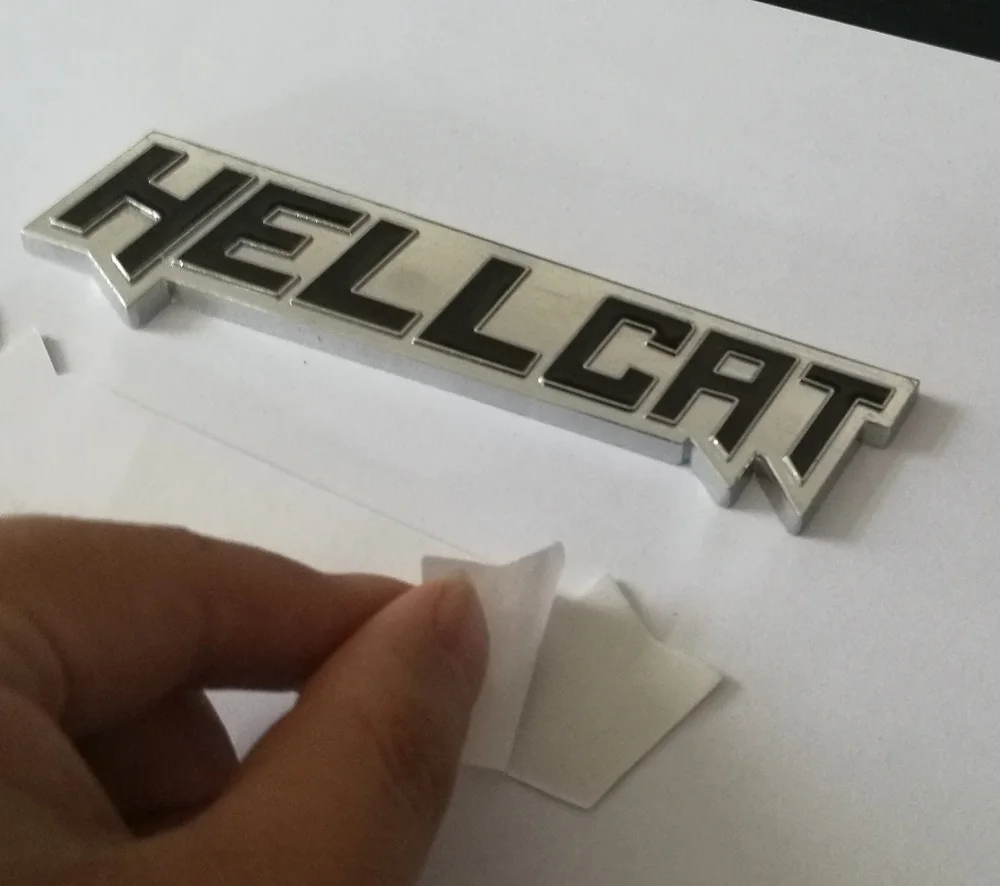JX-LCLYL Metal HELLCAT Car Side Body Trunk Emblem Badge Sticker Decal For Dodge Silver