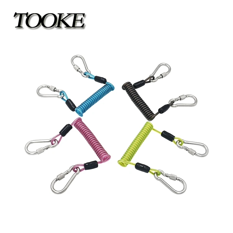 

2018 Scuba Diving Snappy Coil Spring Spiral Lanyard With Clips and Quick Release Buckle for hookup diving Underwater Housing