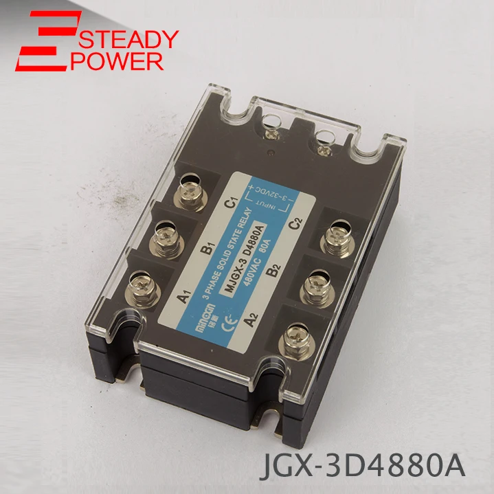 

Three Phase Solid State Relay MJGX-3D4880A 80A DC Control AC Actually 3-32VDC TO 90-280VAC Relay Solid State