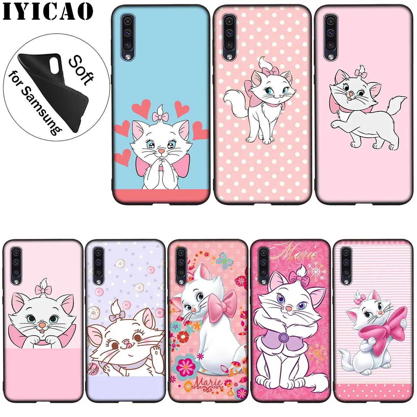 

IYICAO Marie aristocrats cat Soft Silicone Case for Samsung Galaxy A70 A60 A50 A40 A30 A20 A10 A50S A40S A30S A20S A10S Cover