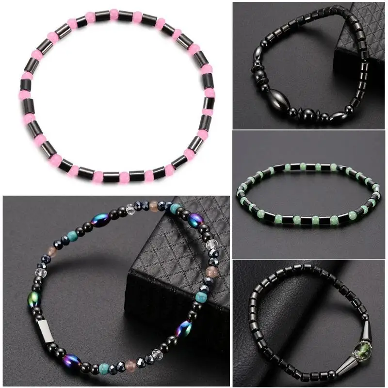 1Pc Weight Loss Round Black Stone Magnetic Therapy Anklet Health Care Magnetic Hematite Stretch Anklet For Men Women Jewelry 5 1Pc Weight Loss Round Black Stone Magnetic Therapy Anklet Health Care Magnetic Hematite Stretch Anklet For Men Women Jewelry 5