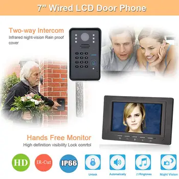

7 inch 2 Monitor RFID Password Video Door Phone Intercom Doorbell With IR Camera 1000 TV Line Access Control System Doorbell