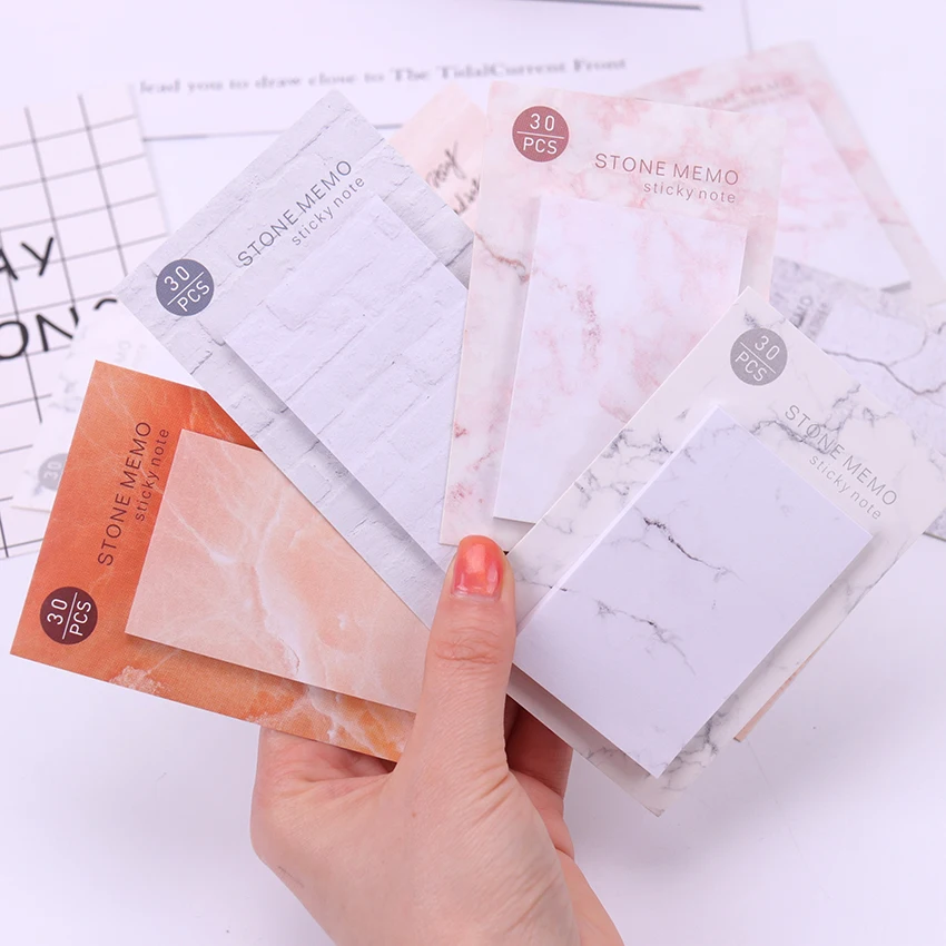 

1PC Creative Stationery Self-Adhesive Memo Pad Kawaii Stone Sticky Notes Bookmark School Office Supply