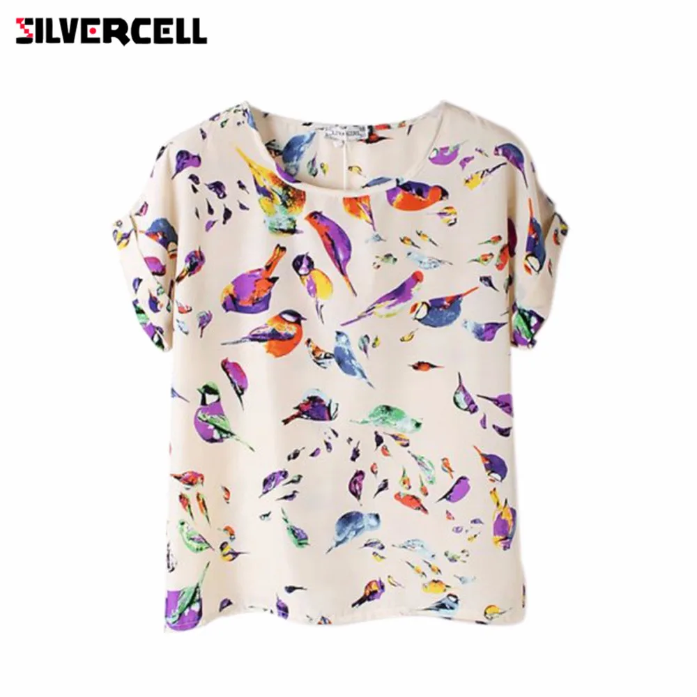 Летняя модная женская рубашка SILVERCEL с круглым вырезом красочные женские топы