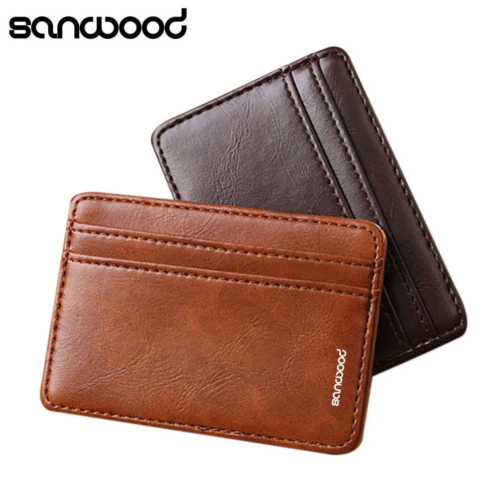 

2015 Business Men's Vintage Faux Leather Slim Bifold Magic Wallet Wholesale 6NUM