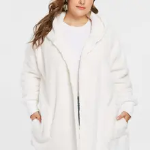 Женская мода, Женское пальто размера плюс без воротника, мягкое пальто из искусственного меха, повседневная однотонная куртка свободного кроя, пальто для девушек, осенне-зимнее пальто L/XL