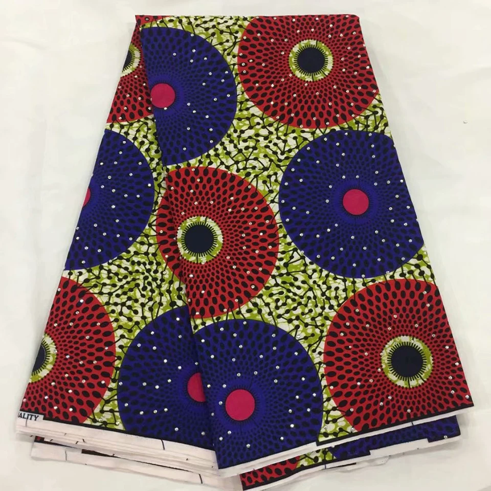 

Embellished Ankara holland wax prints african,African Diamonds Batik Fabric 6yards TNTZ-12