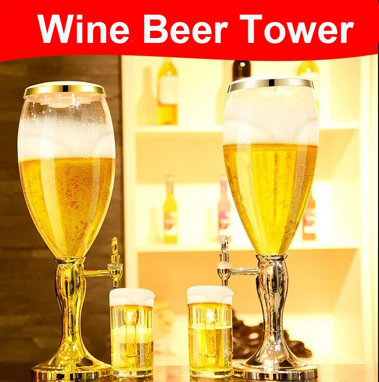 

1.5 L Plastic Tabletop Wine Beer Tower Beverage Juice Dispenser with LED Colorful Shinning Lights