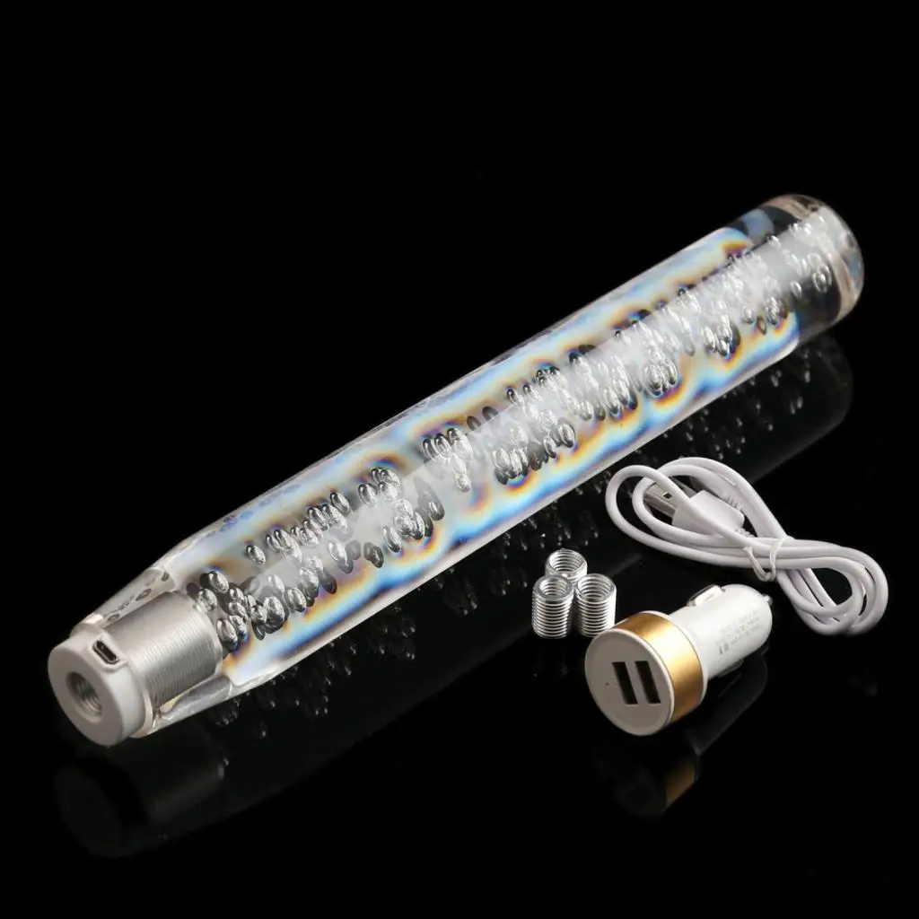 Car Shift Knob Gear Shifter Lever with Crystal Bubble 7-Color LED Light 30CM High Quality Acrylic Universal Crystal Bubble Style