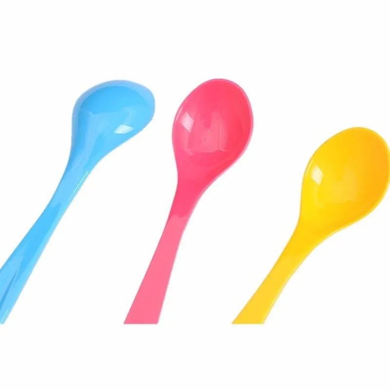 12pcs Baby Feeding Spoon Safe Plastic Lovely Baby Training Eating  Kids Ice Cream Coffee Spoon Set Tableware (4)