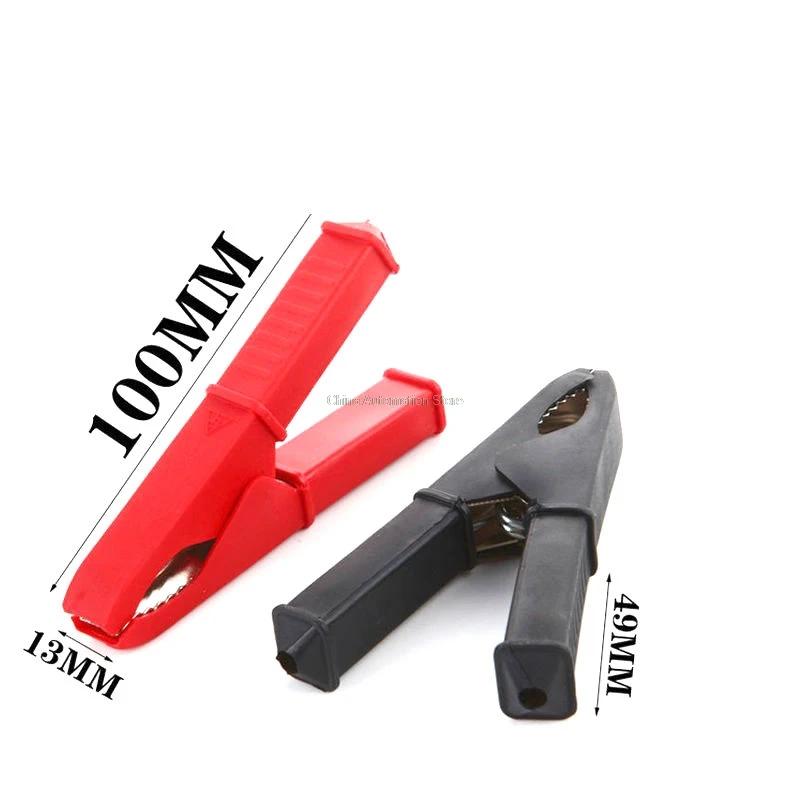 

2 Pcs Fully Insulated Car Battery Alligator Clip Clamp Red/Black Length 100mm