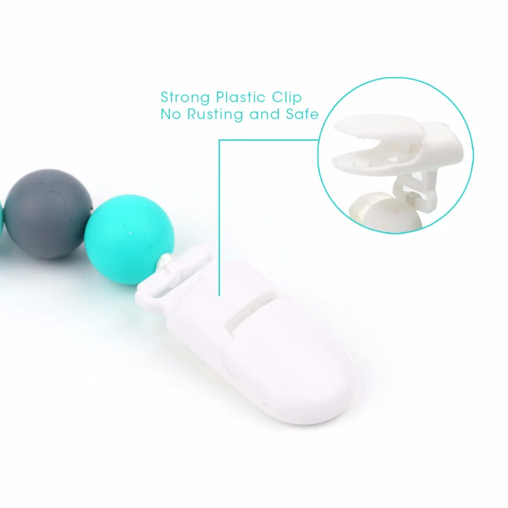 TYRY.HU Handmade Personalized Any Name Silicone Teething Pacifier Clip Holder Baby Carrier Teething Accessory Chew Teether Toys