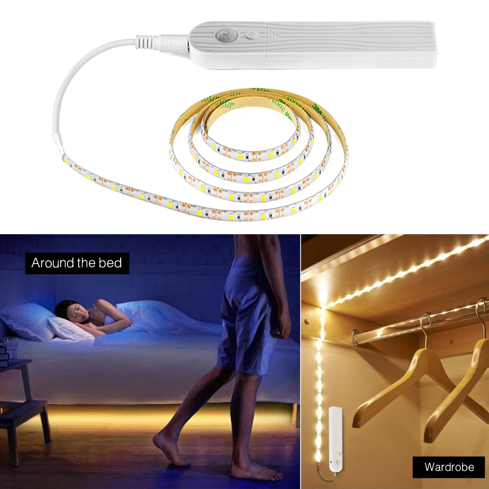 

1M 2M 3M Wireless Sensor Motion Waterproof Strip LED Night Light Bedroom Baby Room USB LED Strip Lamp for TV Backlight Lighting