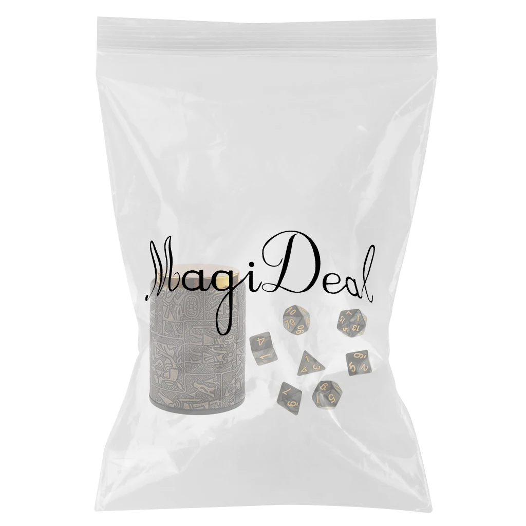 Perfeclan 7 Set Polyhedral Dice for Dungeons and Dragons DND RPG MTG+ Dice Cup Black Polyhedral Dice Table Games