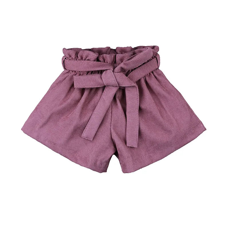 

Summer Fashion Baby Girls Shorts Pleated Children's Short Pants Corduroy Sash Kids Girls Short Trousers for 1-5 Years Girl