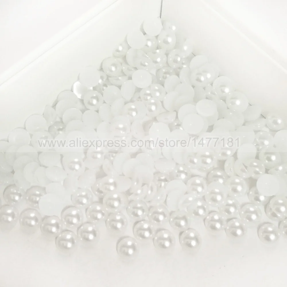 8mm Half Round Pearls Z9 WHITE