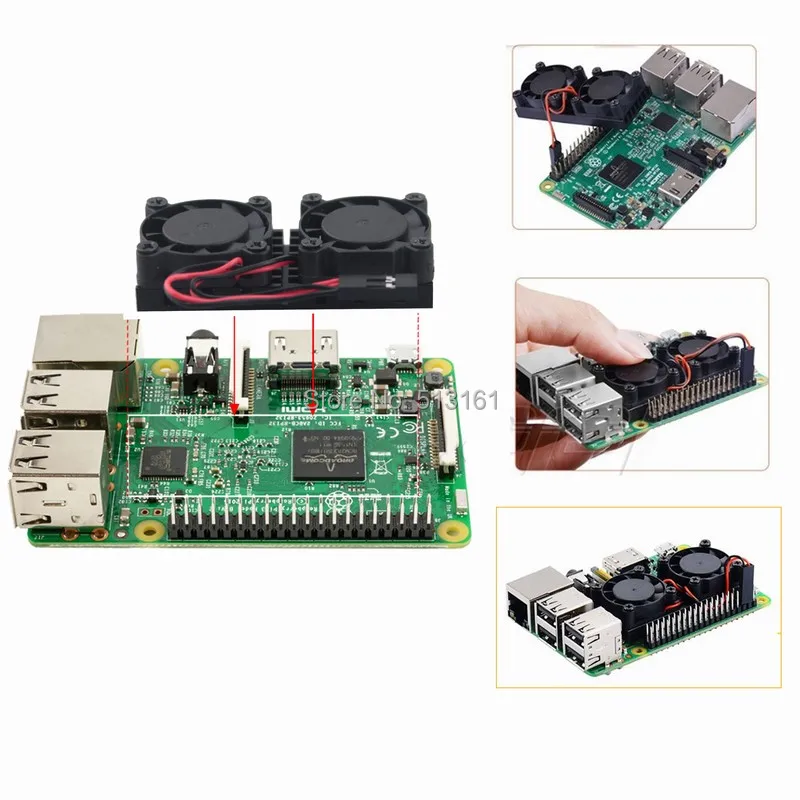 

20pcs Gdstime Ultimate Raspberry Dual Fan Heatsink Cooler Double Cooling Fan For Raspberry Pi 3/ 2/ NESPI Case