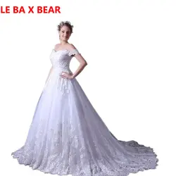 LE BA X BEAR/большие размеры, свадебные платья, v-образный вырез, шапочка, халат с рукавами de Mariage, с аппликацией и кружевами свадебный наряд