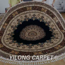 Yilong 9,1 'x9. 1' турецкий Шелковый ковер медальон голубой изысканная, Восточная круглый персидский ковер(1886