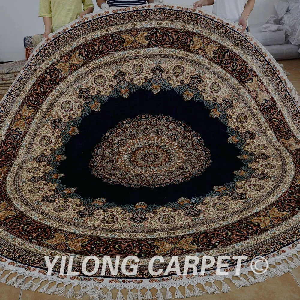 Yilong 9 1 'x9. 1' турецкий Шелковый ковер медальон голубой изысканная Восточная