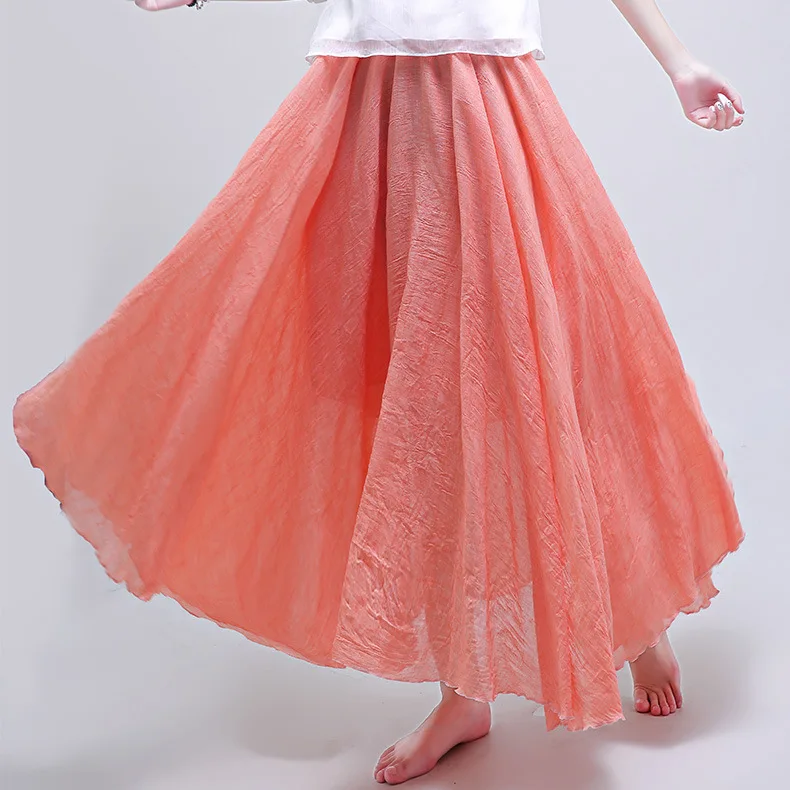Хлопковая юбка для женщин модные летние пляжные с высокой талией ампир ботильоны длина Национальный Falda универсальные много цветов Макси