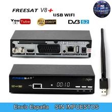 V8 SUPER Receptor DVB-S2 HD FTA Satellite TV Receiver free 1 Year Europe 5 lines cccam + USB WIFI Support Cccam/Youtube