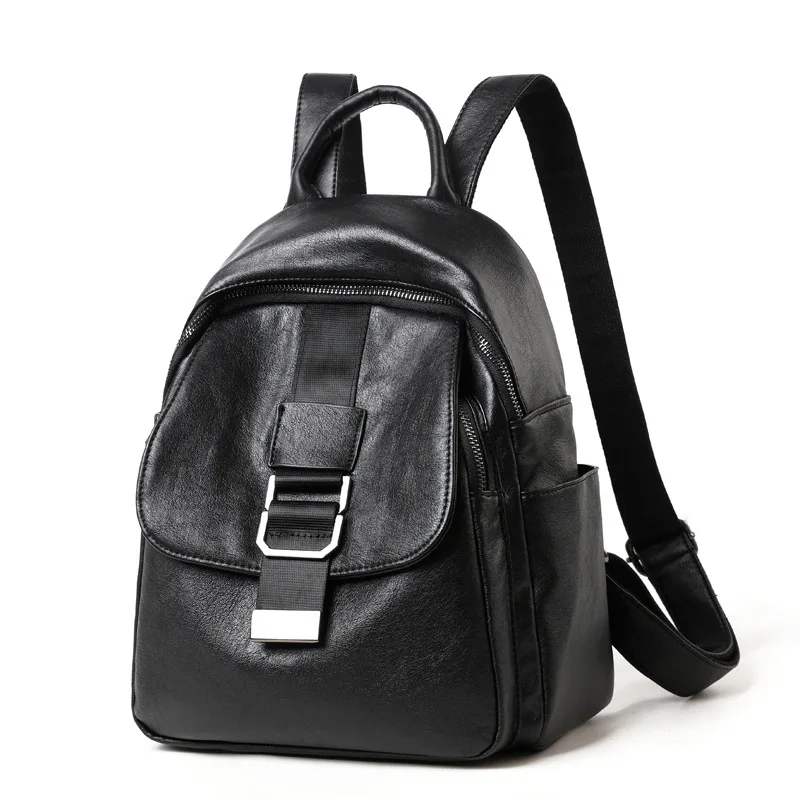 

The new 2019 ms backpack Han edition retro joker backpack high quality PU leather backpack