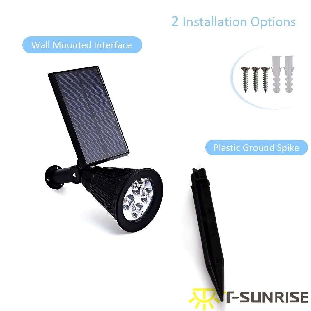 Solar ao ar Água para o Quintal Luz de Parede à Prova T-sunrise Pack Levou Holofotes Livre Led Solar Lâmpada Ip65 Ângulo Ajustável Rgb d' Jardim 4 9 T SUNRISE 4 4 Pack LEVOU Holofotes