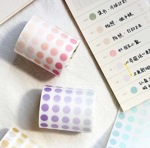 

52mm*5m Dot Masking Paper Pure Colour Circular Label Sticker Tape Colour Punctuation Circle Punctuation