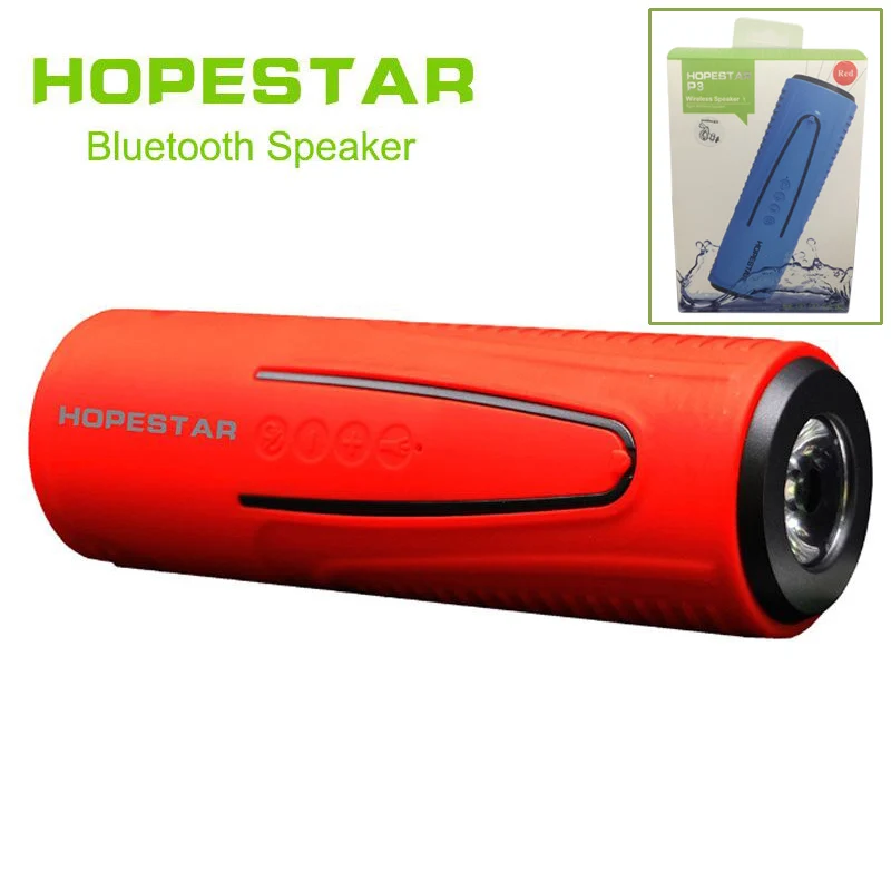 HOPESTAR P3 Bluetooth динамик беспроводной сабвуфер велосипед водонепроницаемый стерео Поддержка TF AUX FM с внешним аккумулятором три уровня фонарик - Цвет: red with package