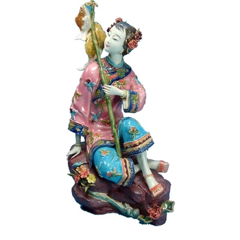

Collectible Sculpture Arts Ancient Ceramic Dolls for Home Decor Antique Imitation Female Statue of Chinese Beauty Free shipping