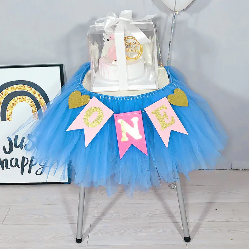 Kuchang 100cm DIY Customized Tulle Tutu Table Skirt Tableware Wedding Party Birthday Baby Shower Decor For Home New Year - Цвет: blue