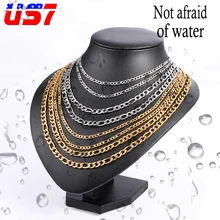 US7 Фигаро Цепь 4 мм ожерелье из нержавеющей стали для мужчин и женщин 6 мм звено цепи ожерелье s Мода хип хоп ювелирные изделия Прямая