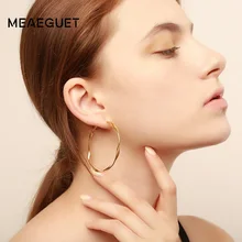 Meaeguet, волнистые серьги-кольца для женщин, нержавеющая сталь, 3 цвета, вечерние ювелирные изделия, подарок девушке