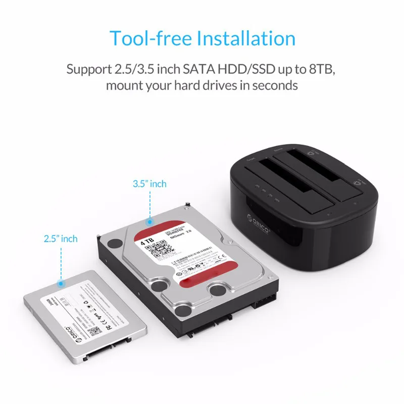 Feed me жесткий диск Док-станция Usb 3,0 для Sata Dual-Bay для 2,5/3,5 дюймов Hdd Ssd чехол с функцией офлайн клон США