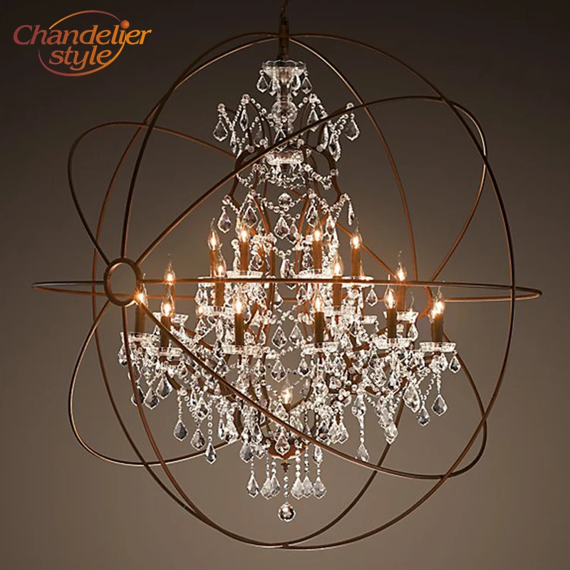 Us 91 02 51 Off Orb Crystal Chandelier Lighting Retro Rustic Cristal Chandeliers Hanging Light Fixture For Living And Dining Room Decoration In