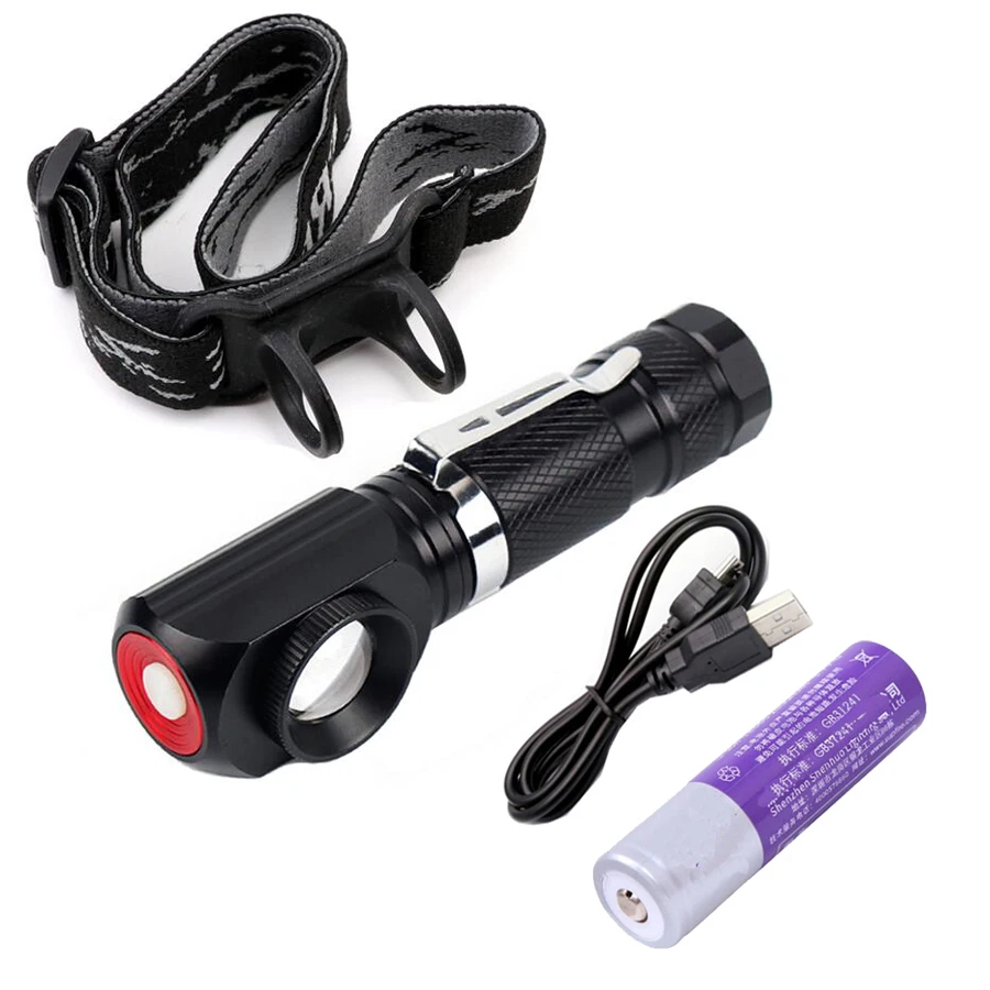 

10W Cree T6 LED Zoom 18650 Headlight USB Flashlight Camping Hunting Head light Torch Lamp Lantern with Clip Tail magnet