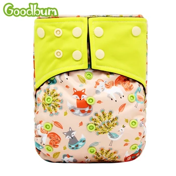 

Goodbum 2020 New Baby Cloth Diapers Adjustable Cartoon Foxes Cloth Nappy Washable Waterproof Reusable Babies Pocket Nappies