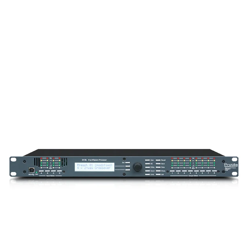 Speaker Processor 4 8SP 1U Rackmount Fully Programmable 4 Input 8 Output 24 Bit Digital Audio