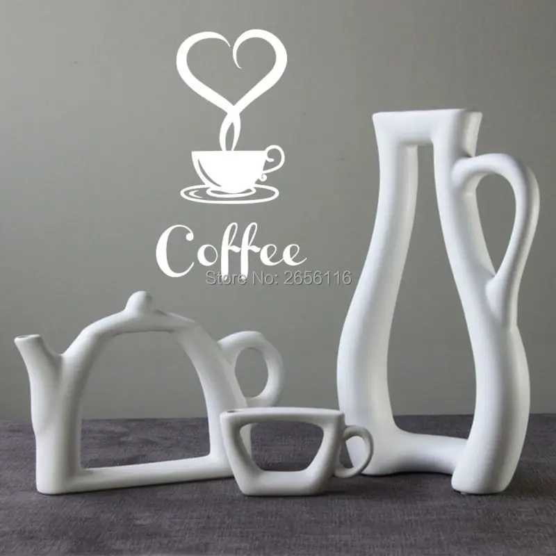

Creative Love Coffee Cup Vinyl Wall Stickers Art Mural Decals for Kitchen Tea Room