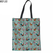 Женская тканевая сумка, Портативная сумка на плечо, Холщовая Сумка для покупок, сумки, животное курица, цветочные сумки с верхней ручкой, пляжная сумка