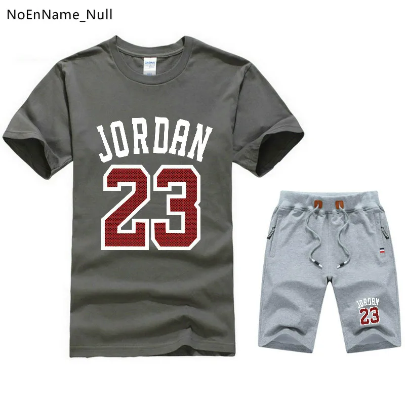 

2019 new summer T-shirt + shorts men's suit 23 men's brand clothing two-piece sportswear men's sportswear fitness shorts suit
