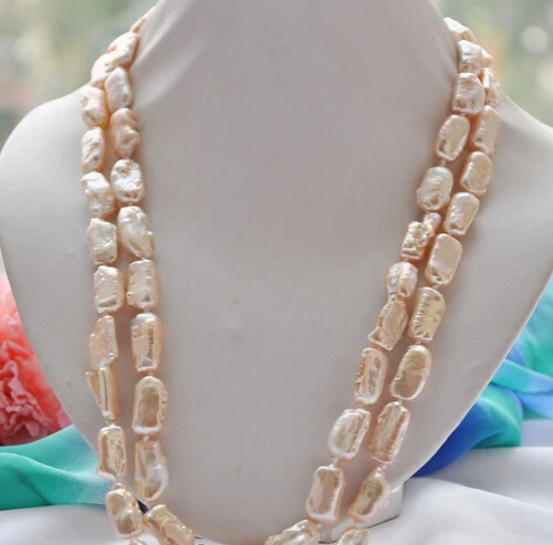 

FREE SHIPPING>>>@@ > N2766 48" 25mm dens pink biwa freshwater pearl necklace
